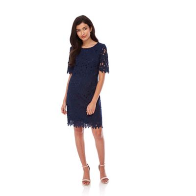 Yumi Blue Floral Lace Occasion Dress